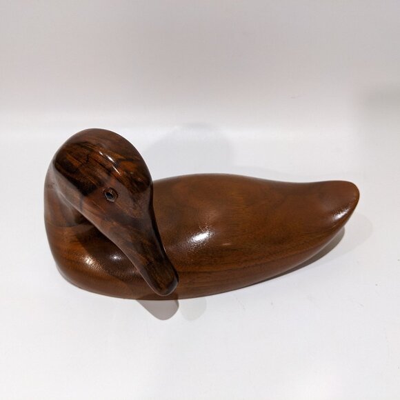 Lovely Vintage Mallard Duck Decoy - Dark Walnut Wood, Handcrafted Canada - Picture 3 of 6
